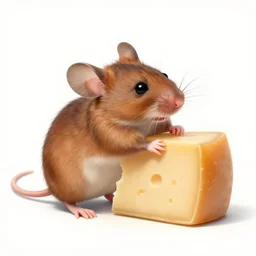 a mouse hugging cheese