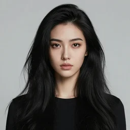 portrait of a tall 4 0 - year - old woman with thin lips, long, voluminous black hair, and thick eyebrows, wearing in black clothes, hyper realistic face, beautiful eyes, character art, art by mark brooks, hyperdetailed, cryengine, trending on artstation, digital art