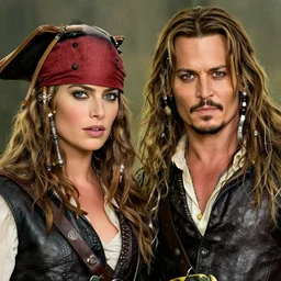 margot robbie replacing johnny depp in the lead role in pirates of the caribbean ( 2 0 2 4 ), movie poster