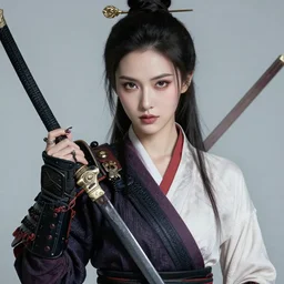 ultra high resolution portrait of a stunning female alien samurai