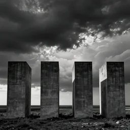 not tall boxes lined up across the horizon next to each other, zdzislaw beksinski