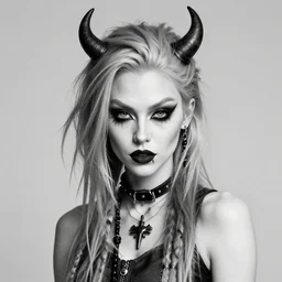 album cover of Grimes as a highly detailed monochrome super villain character, trending on artstation, concept matte