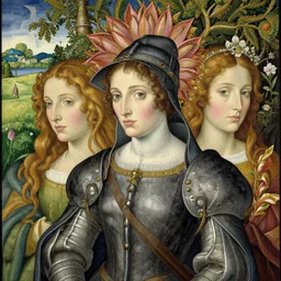 jeanne d'arc in the style of william blake, terese nielsen, detailed, intricate, beautiful faces, steve argyle, pastoral fantastic reality