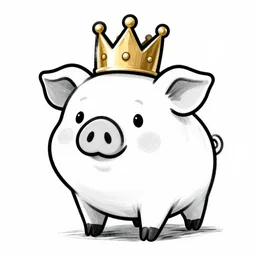 black and white grunge cartoon sketch of a pig in a gold crown by - beeple , loony toons style, horror themed, detailed, elegant, intricate, outline