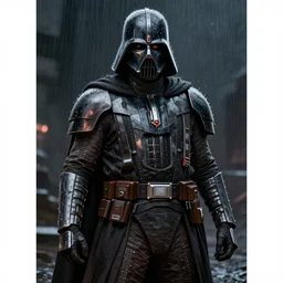 A portrait of a sith lord, battle worn armour, night, rain, techwear, Star Wars art, art by greg rutkowski, matte painting, trending on artstation