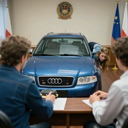 A court hearing with the defendant being a Denim Blue Audi A4 B6 Avant (2002), accused of having bludgeoned a prostitute to death with a Grillmax Panini Maker