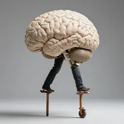 brain walking on stilts, absurdist real - life still art direction by zaha hadid