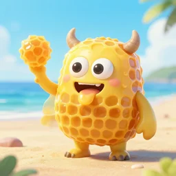 a super adorable honeycomb monster crazy craving at the beach