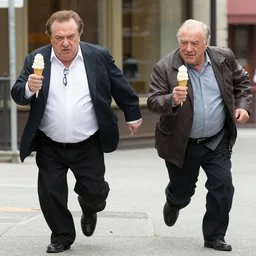 Angry Alex Jones chasing after Danny DeVito for stealing his ice cream