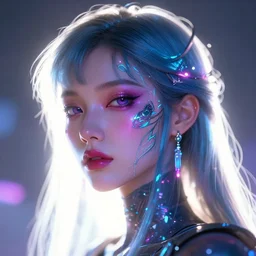 mcro head shot of female, backlighting synthwave style fantasy art by wlop futuristic inkscape greg rutkowski
