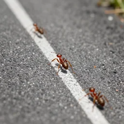 roads of ants. photo from above. close up. tilt - shift photography