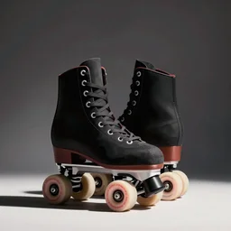 roller derby quad skates, goth design, minimalist, flat colour