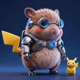 high quality 3 d render sci - fi very cute fluffy! wombat!! cyborg soldier with futuristic mechanical legs, cyberpunk monocle!, highly detailed, unreal engine cinematic smooth, in the style of detective pikachu, hannah yata charlie immer, dark blue neon light, low angle, uhd 8 k, sharp focus