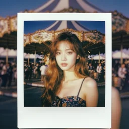 expired polaroid of a surreal artsy dream scene, carnival, portrait