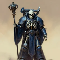 full character potrait of skeleton holding a ceremonial staff, zdzislaw beksinski, lewis jones, dariusz zawadzki, wayne barlow, warhammer fantasy, cold hue's, warm tone gradient background, concept art, 4 k, ultra - high - definition