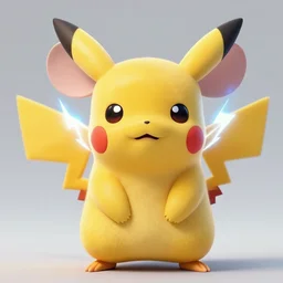 a photo of a mouse with pikachu - colored fur and lightning bolts coming out of its cheeks