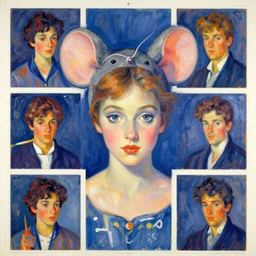 mouse princess portrait, by ashley wood, yoji shinkawa, jamie hewlett, 6 0's french movie poster, french impressionism, vivid colors, palette knife and brush strokes