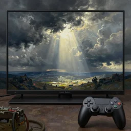 video game console, painting by zdzisław beksinski
