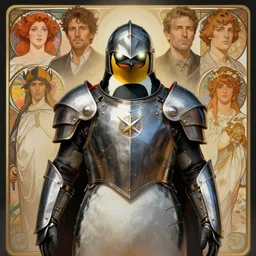 knight wearing a penguin armor,metalic, glowing eyes, by Stanley Artgerm Lau , greg rutkowski, thomas kindkade, alphonse mucha, loish, norman rockwell. Trending on artstation detailed illustration hd 4k