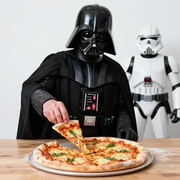 trump making a pizza, modeling as darth vader in star wars, ( eos 5 ds r, iso 1 0 0, f / 8, 1 / 1 2 5, 8 4 mm, postprocessed, crisp face, facial features )