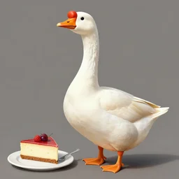 a flamboyant goose with a cheesecake by caravaggio