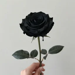 While a black rose is held, it drips acid as a harmless visual effect. digital artwork
