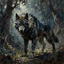 bloodborne werewolf oil painting, horror, lovecraftian horror,