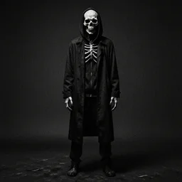 death himself, monochrome, detailed, full body, horror, dark, grim, grainy