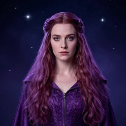 portrait of Rowena Ravenclaw as an embodiment of Truth, starry sky around