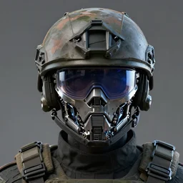 front view swat military headgear helmet cyborg nano tech mechanical mask vision futuristic concept art trending on artstation digital paint 4 k render