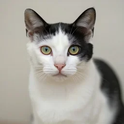 an [ [ [ [ calicooooooo ] ] ] ] white black kitty front view blinking : : 1