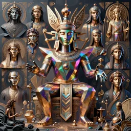 highly detailed surreal vfx portrait of a metallic chromatic geometric tribal magician, behance, stephen bliss, unreal engine, greg rutkowski, loish, rhads, beeple, makoto shinkai and lois van baarle, ilya kuvshinov, rossdraws, tom bagshaw, alphonse mucha, global illumination, detailed and intricate environment