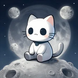 cute little robotcat sitting on the moon, fantasy, concept art, artstation, tyler edlin, feng zhu, eytan zana, thomas karpi