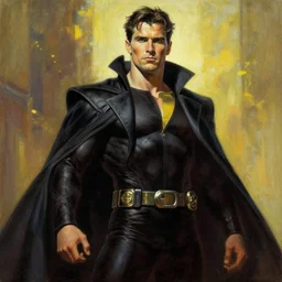 painting by Frank Frazetta of Christian Bale as Dr. Manhattan in Watchmen