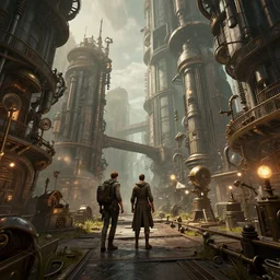 inside a steampunk city by marc simonetti, gerald brom, highly detailed, 4 k, hdr, award - winning, artstation, octane render