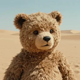 Closeup of Freddy Fazbear in the Sahara desert, award winning Tarantino movie still, 35 mm, cinematic