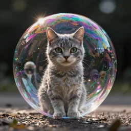 soap bubble in shape of cat