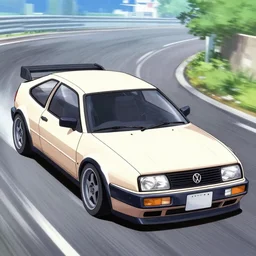 volkswagen corrado in initial d, anime still frame