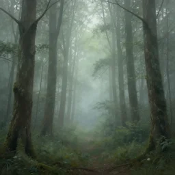 misty forest, beautiful painting, 4k, wallpaper