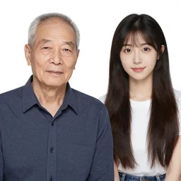 picture of a two persons : : first person is a old male : : second person is a young female lady