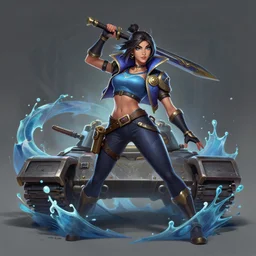 splash art of a cool beautiful tank character in a stylish pose in the style of the league of legends splash art, digital art by Michelle Hoefener