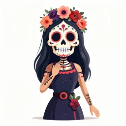 illustration of a sugar skull day of the dead girl, art by guy aitchison