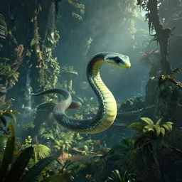 a flying wind serpent on a planet, rain forest, no man's sky screenshot