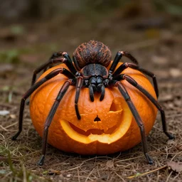 spider transforming into pumpkin