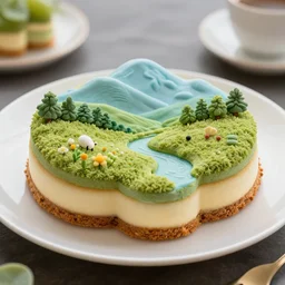 delicious dessert in shape of summer landscape, 8 k hd dof, award - winning photo, detailed