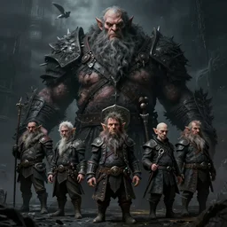 A portrait of a monstrous    giant dwarf's by Greg Rutkowski, Sung Choi, Mitchell Mohrhauser, Maciej Kuciara, Johnson Ting, Maxim Verehin, Peter Konig, Bloodborne, 8k photorealistic, cinematic lighting, HD, high details, dramatic, dark atmosphere, trending on artstation