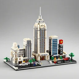 soviet city lego set, product photo, detailed