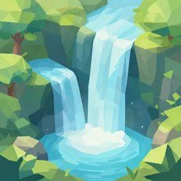 low poly art of the nature being printed in color, low poly, isometric art, 3 d render, waterfall, high detail, artstation, concept art, behance, ray tracing, smooth, sharp focus, ethereal lighting
