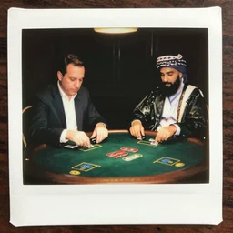 80's polaroid photo of saul goodman playing poker with the taliban