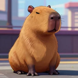 Capybara in GTA V, cover art by Stephen Bliss, artstation, no text